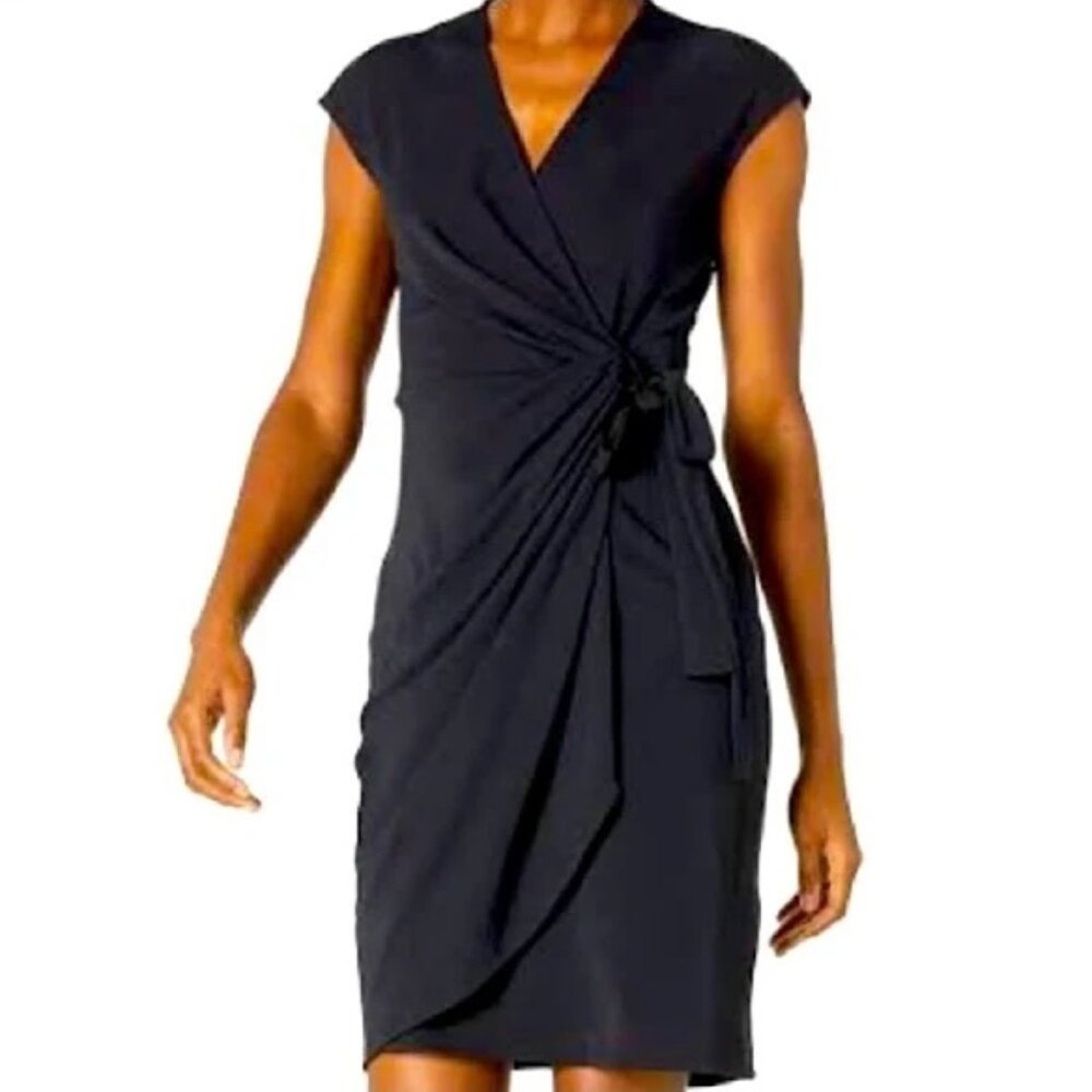 Lark & Ro Navy Wrap Dress - L